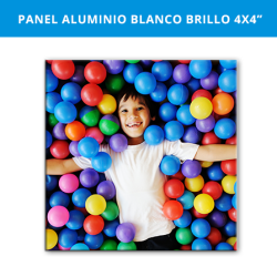 Panel Aluminio Blanco Brillo 4x4in (10.16x10.16cms) con base